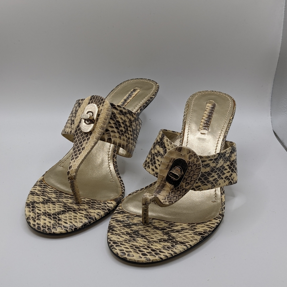 Nine West Heeled Snake Slides 9.5